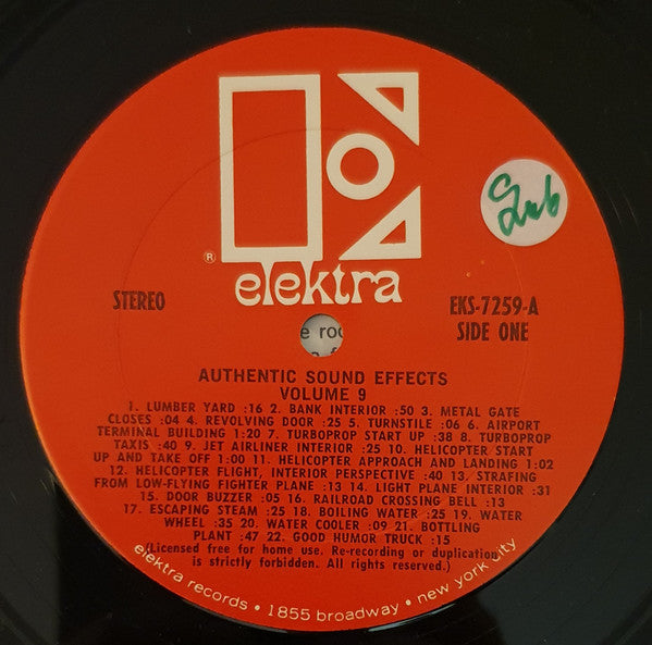 Jac Holzman : Authentic Sound Effects Volume 9 (LP)