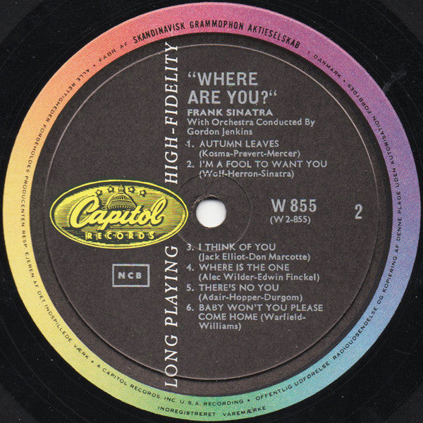 Frank Sinatra with Gordon Jenkins And His Orchestra : Where Are You? (LP, Album)