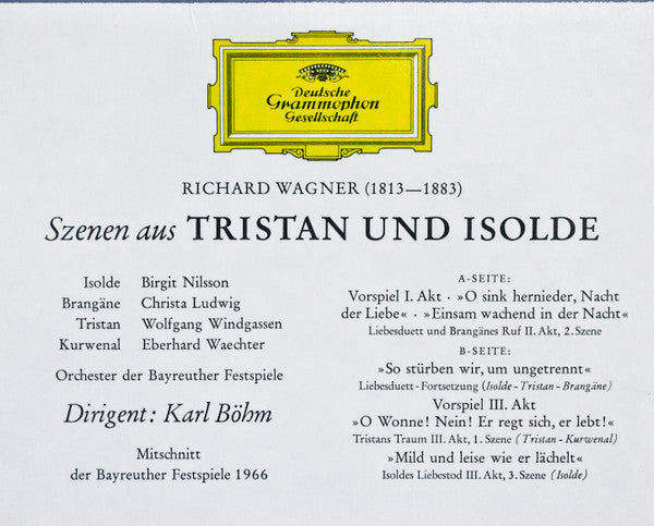 Richard Wagner / Birgit Nilsson / Wolfgang Windgassen / Christa Ludwig / Eberhard Wächter / Karl Böhm : Tristan Und Isolde (Opernauszüge) (LP, RE)