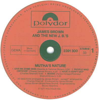 James Brown & The New J.B.'s : Mutha's Nature (LP, Album)