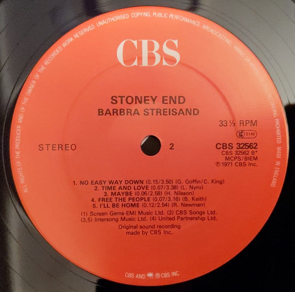 Barbra Streisand : Stoney End (LP, Album, RE, Red)