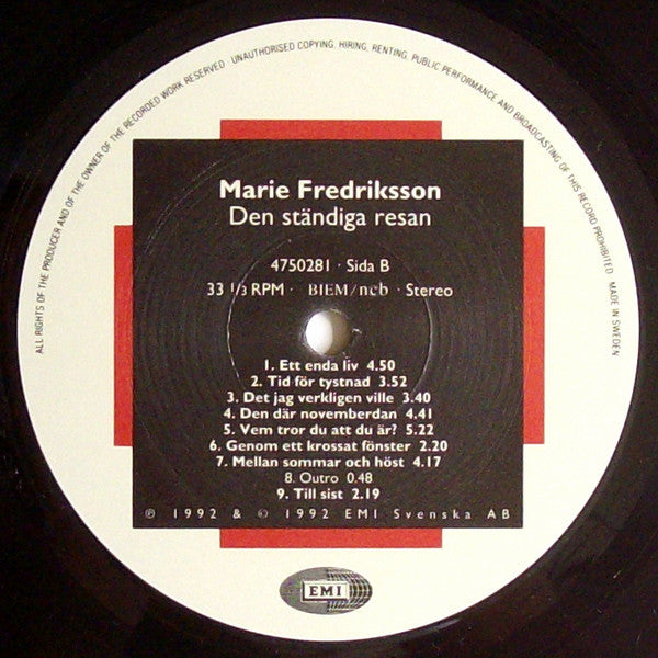 Marie Fredriksson : Den Ständiga Resan (LP, Album)