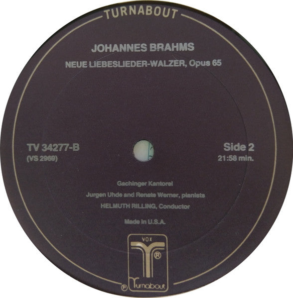 Johannes Brahms, Helmuth Rilling : Liebeslieder Waltzes Op. 52 And Op. 65 (LP, Album)