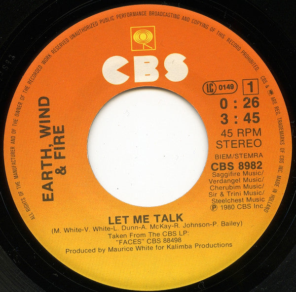 Earth, Wind & Fire : Let Me Talk (7", Single)