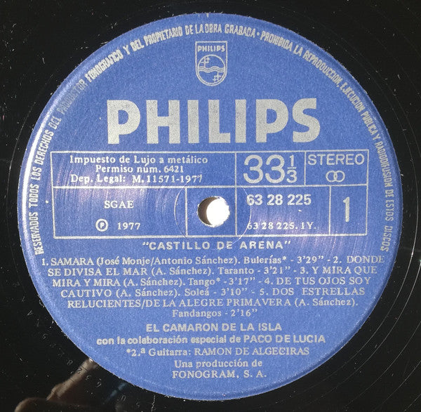 El Camarón De La Isla Con La Colaboración Especial De Paco De Lucía : Castillo De Arena (LP, Album, RE)