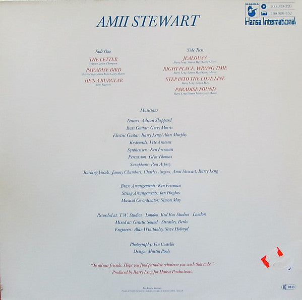 Amii Stewart : Paradise Bird (LP, Album, Gat)