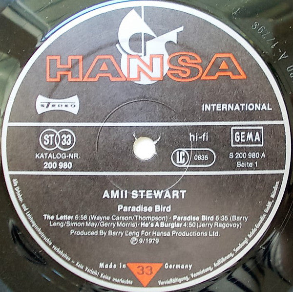 Amii Stewart : Paradise Bird (LP, Album, Gat)