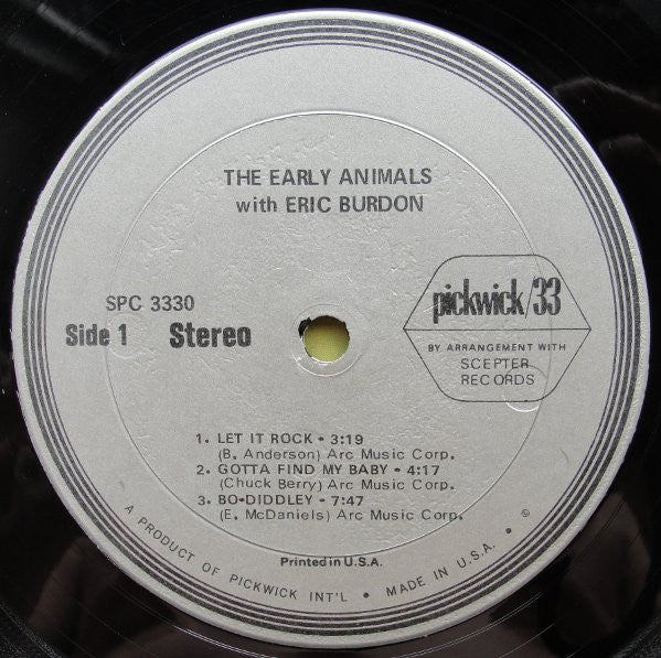 The Animals With Eric Burdon : The Early Animals With Eric Burdon (LP, Album, RE)