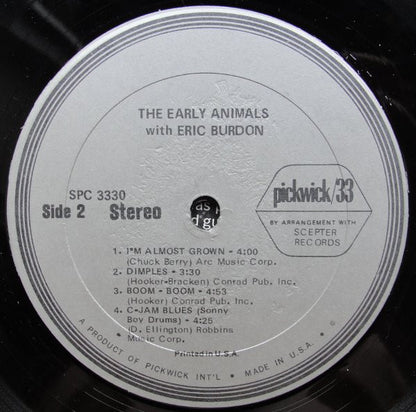 The Animals With Eric Burdon : The Early Animals With Eric Burdon (LP, Album, RE)