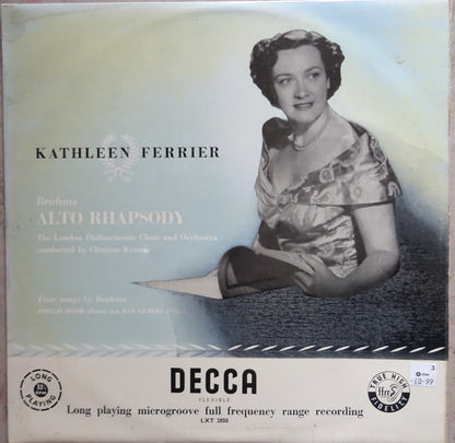 Johannes Brahms - Kathleen Ferrier With London Philharmonic Choir And London Philharmonic Orchestra Conducted By Clemens Krauss : Rhapsody For Contralto, Male Chorus And Orchestra ‧ Four Songs (LP, Mono, RE)