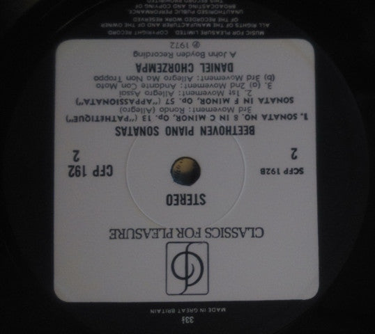 Ludwig van Beethoven Played By Daniel Chorzempa : Piano Sonatas - Moonlight / Pathetique / Appassionata (LP)