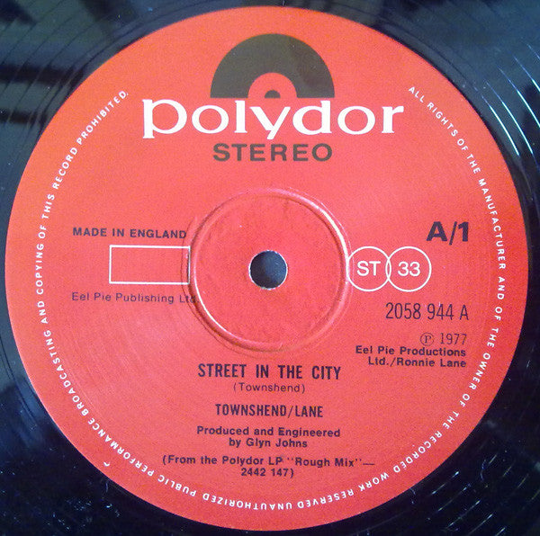 Pete Townshend • Ronnie Lane : Street In The City / Annie (12", Single)