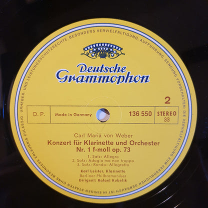 Wolfgang Amadeus Mozart, Carl Maria Von Weber, Rafael Kubelik, Karl Leister, Berliner Philharmoniker : Mozart · Weber: Klarinettenkonzerte (LP)