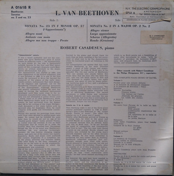 Robert Casadesus, Ludwig van Beethoven : Robert Casadesus Plays Beethoven (10")