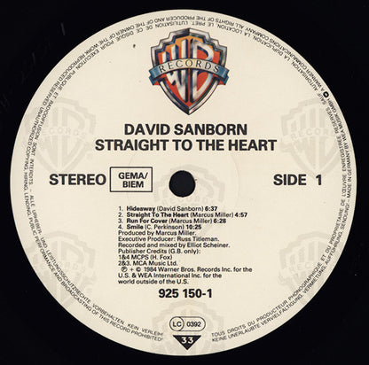 David Sanborn : Straight To The Heart (LP, Album)