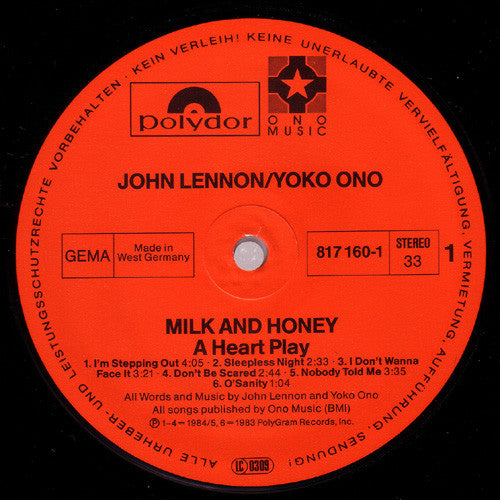 John Lennon & Yoko Ono : Milk And Honey (LP, Album, Gat)