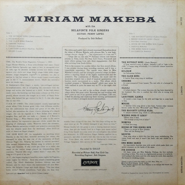 Miriam Makeba : Miriam Makeba (LP, Album, Mono, Pur)