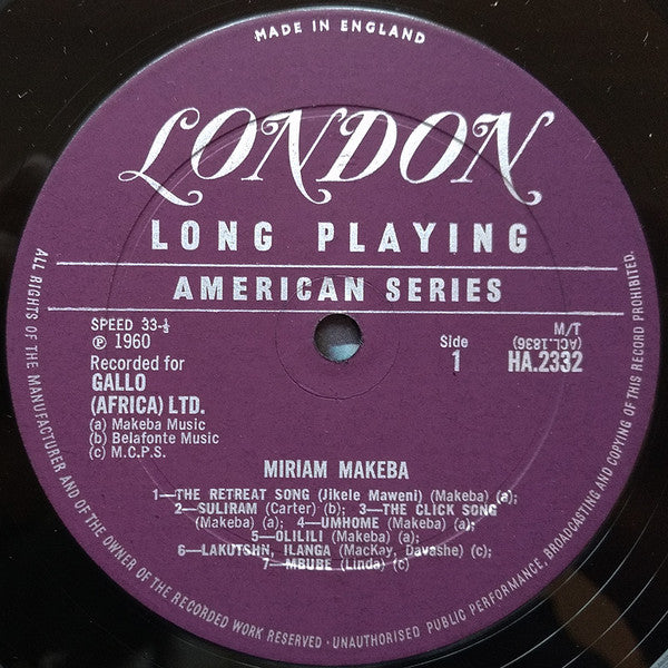 Miriam Makeba : Miriam Makeba (LP, Album, Mono, Pur)