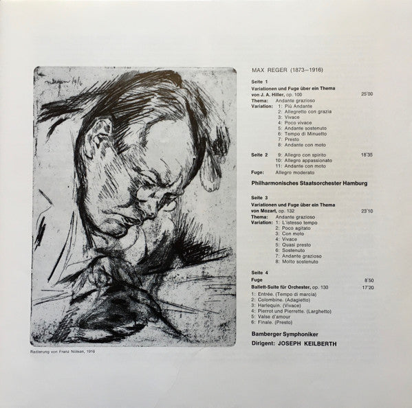 Max Reger / Joseph Keilberth – Philharmonisches Staatsorchester Hamburg, Bamberger Symphoniker : Mozart-Variationen • Hiller-Variationen • Ballett-Suite (2xLP, Album, RE + Box, RE)