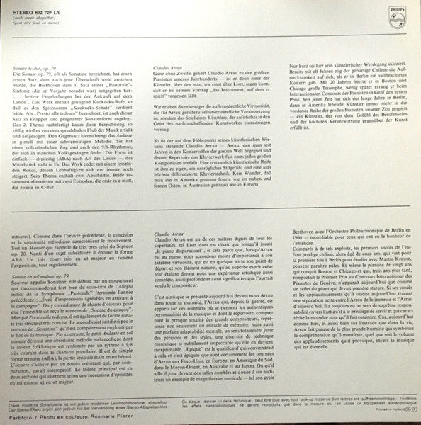 Ludwig van Beethoven - Claudio Arrau : Klaviersonaten E-Dur Op. 14,1 • G-Dur Op. 14,2 • G-Moll Op. 49,1 • G-Dur Op. 49,2 • G-Dur Op. 79 (LP, Gat)