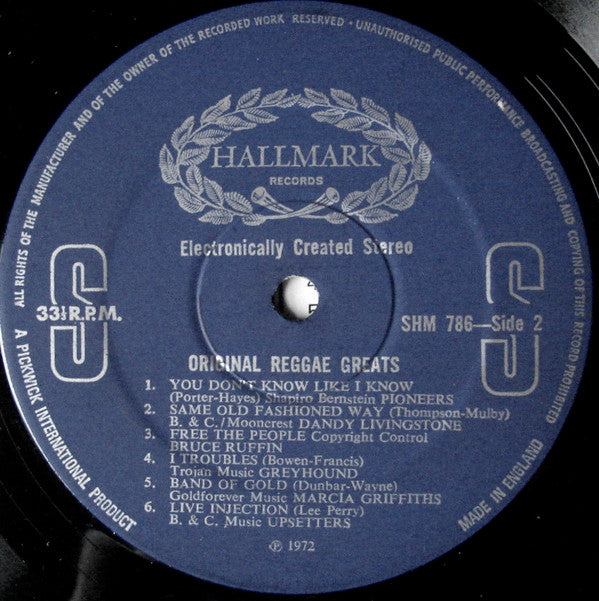 Various : Original Reggae Greats (LP, Comp)