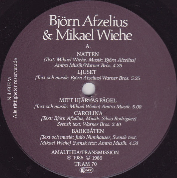 Björn Afzelius & Mikael Wiehe : Björn Afzelius & Mikael Wiehe (LP, Album)