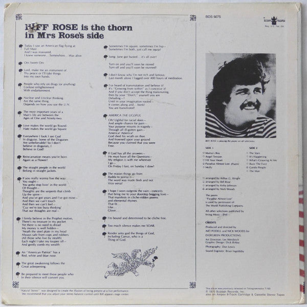 Biff Rose : The Thorn In Mrs. Rose's Side (LP, Album, RE, RP)