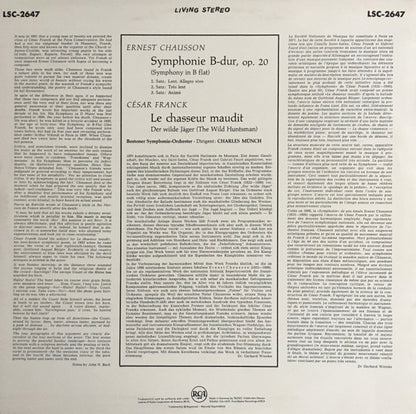 Ernest Chausson / César Franck - Charles Munch, Boston Symphony Orchestra : Symphony In B-Flat / Le Chasseur Maudit (LP, Album)