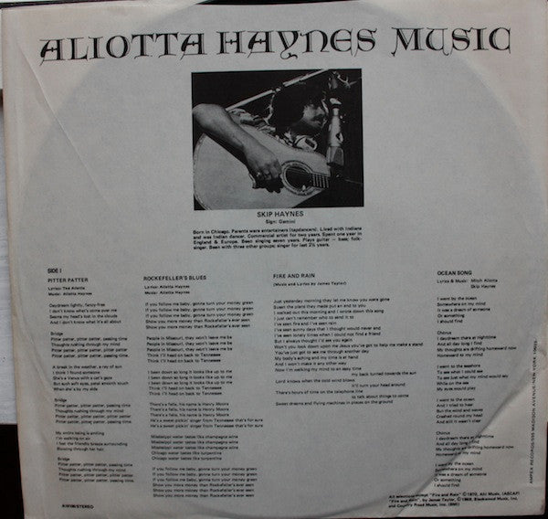 Aliotta Haynes : Aliotta Haynes Music (LP, Album, Mon)