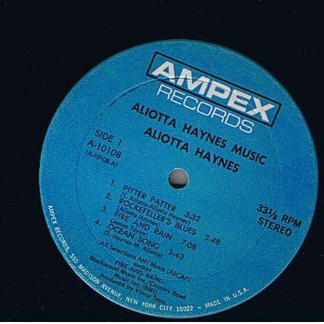 Aliotta Haynes : Aliotta Haynes Music (LP, Album, Mon)