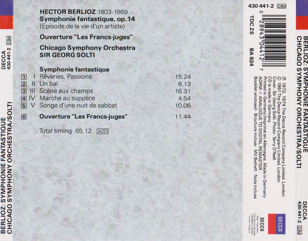 Hector Berlioz : Symphonie Fantastique / Les Francs-juges (CD)