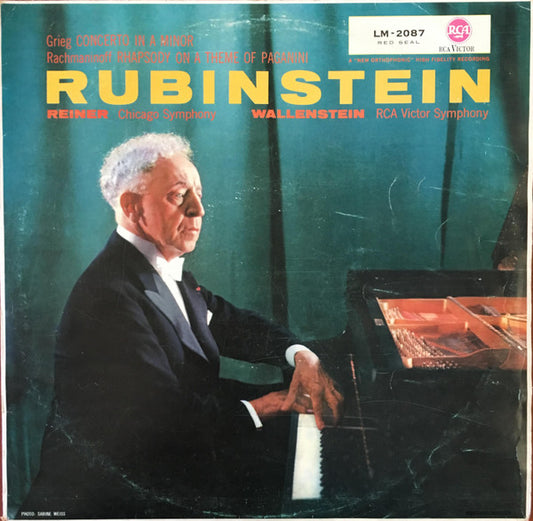 Edvard Grieg / Sergei Rachmaninoff - Arthur Rubinstein - Fritz Reiner, Chicago Symphony Orchestra - Alfred Wallenstein, RCA Victor Symphony Orchestra : Concerto In A Minor / Rhapsody On A Theme Of Paganini (LP, Album, RE)