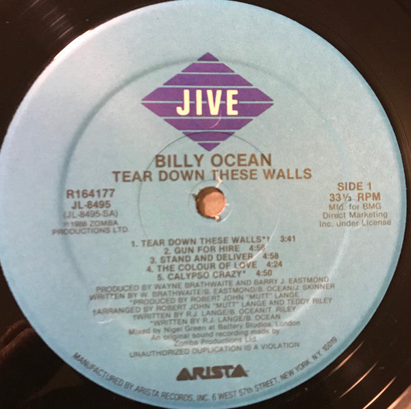 Billy Ocean : Tear Down These Walls (LP, Album, Club, BMG)