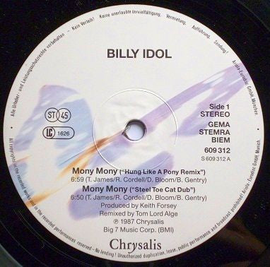 Billy Idol : Mony Mony (12", Maxi)
