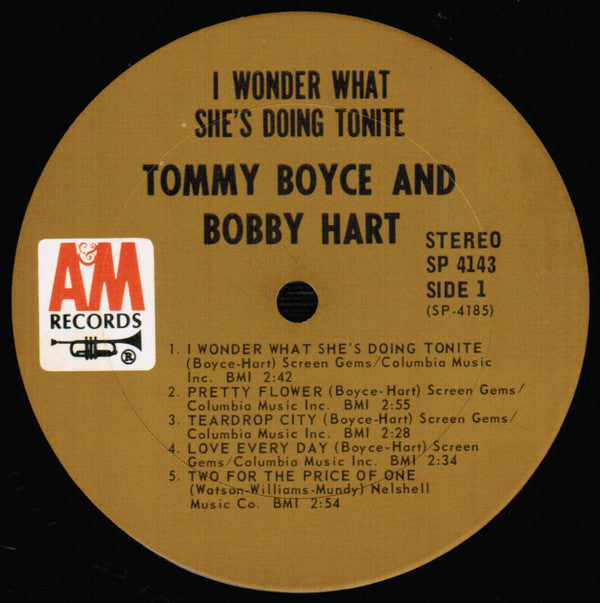 Boyce & Hart : I Wonder What She's Doing Tonite? (LP, Album, Ter)