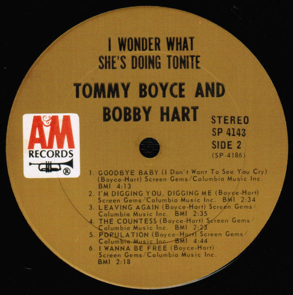 Boyce & Hart : I Wonder What She's Doing Tonite? (LP, Album, Ter)