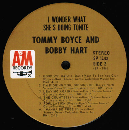 Boyce & Hart : I Wonder What She's Doing Tonite? (LP, Album, Ter)