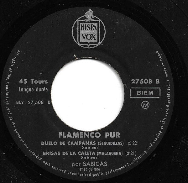 Sabicas : Flamenco Pur (7", EP, Mono)