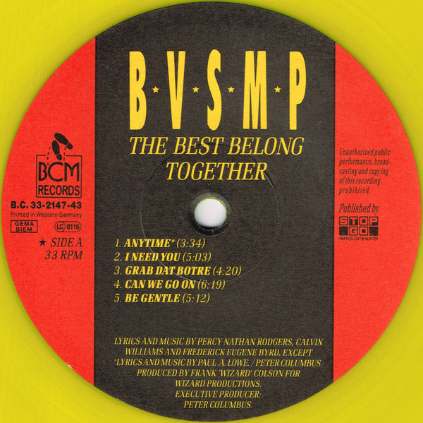 B.V.S.M.P. : The Best Belong Together (LP, Album, Yel)