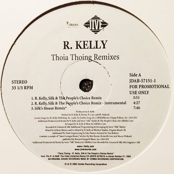 R. Kelly : Thoia Thong (Remixes) (12", Promo)