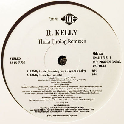 R. Kelly : Thoia Thong (Remixes) (12", Promo)
