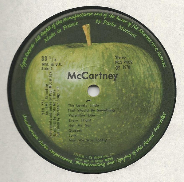 Paul McCartney : McCartney (LP, Album, Gat)