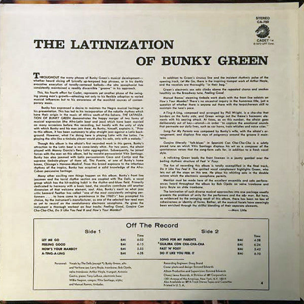 Bunky Green : The Latinization Of Bunky Green (LP, Album, RE)