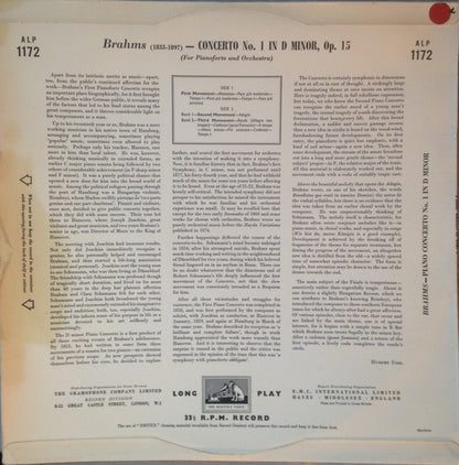 Solomon (6) And The  Philharmonia Orchestra Conducted By  Rafael Kubelik : Johannes Brahms : Piano Concerto No. 1 (LP, Mono)