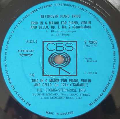 Ludwig van Beethoven, The Istomin/Stern/Rose Trio : Beethoven Piano Trios Part 2 (LP)