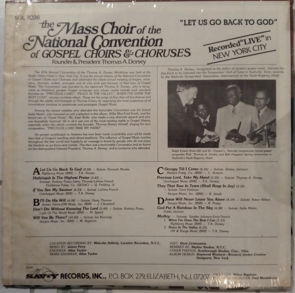 Mass Choir Of The National Convention Of Gospel Choirs & Choruses : Let Us Go Back To God (2xLP)