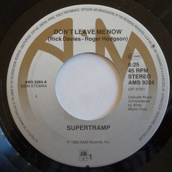 Supertramp : Don't Leave Me Now (7", Single)