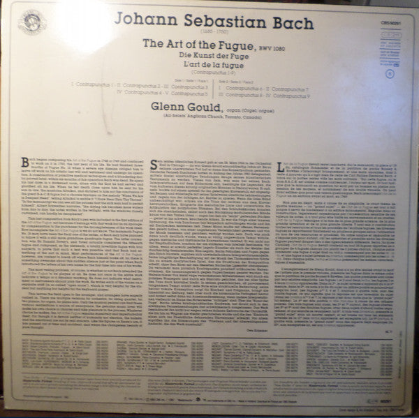 Johann Sebastian Bach - Glenn Gould : The Art Of The Fugue - Die Kunst Der Fuge - L'art De La Fugue: Contrapunctus 1-9 (LP, Album, RE, RM)