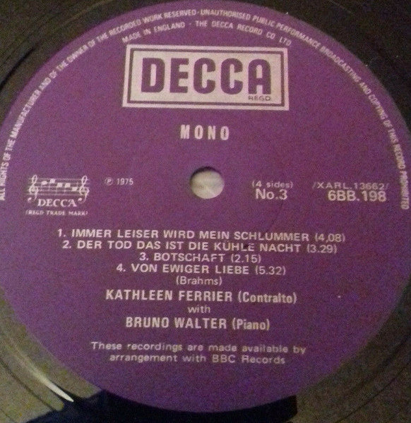 Kathleen Ferrier & Bruno Walter - Franz Schubert - Robert Schumann - Johannes Brahms : BBC Broadcasts From The Edinburgh Festival 1949 (2xLP, Album, Mono)