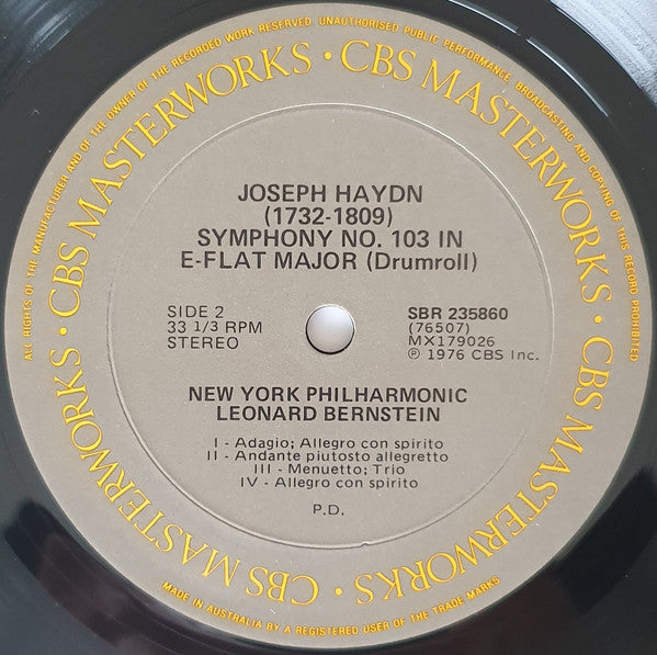 Joseph Haydn - Leonard Bernstein, New York Philharmonic : Symphonies No. 100 Military & No. 103 "Drumroll" (LP, Album)